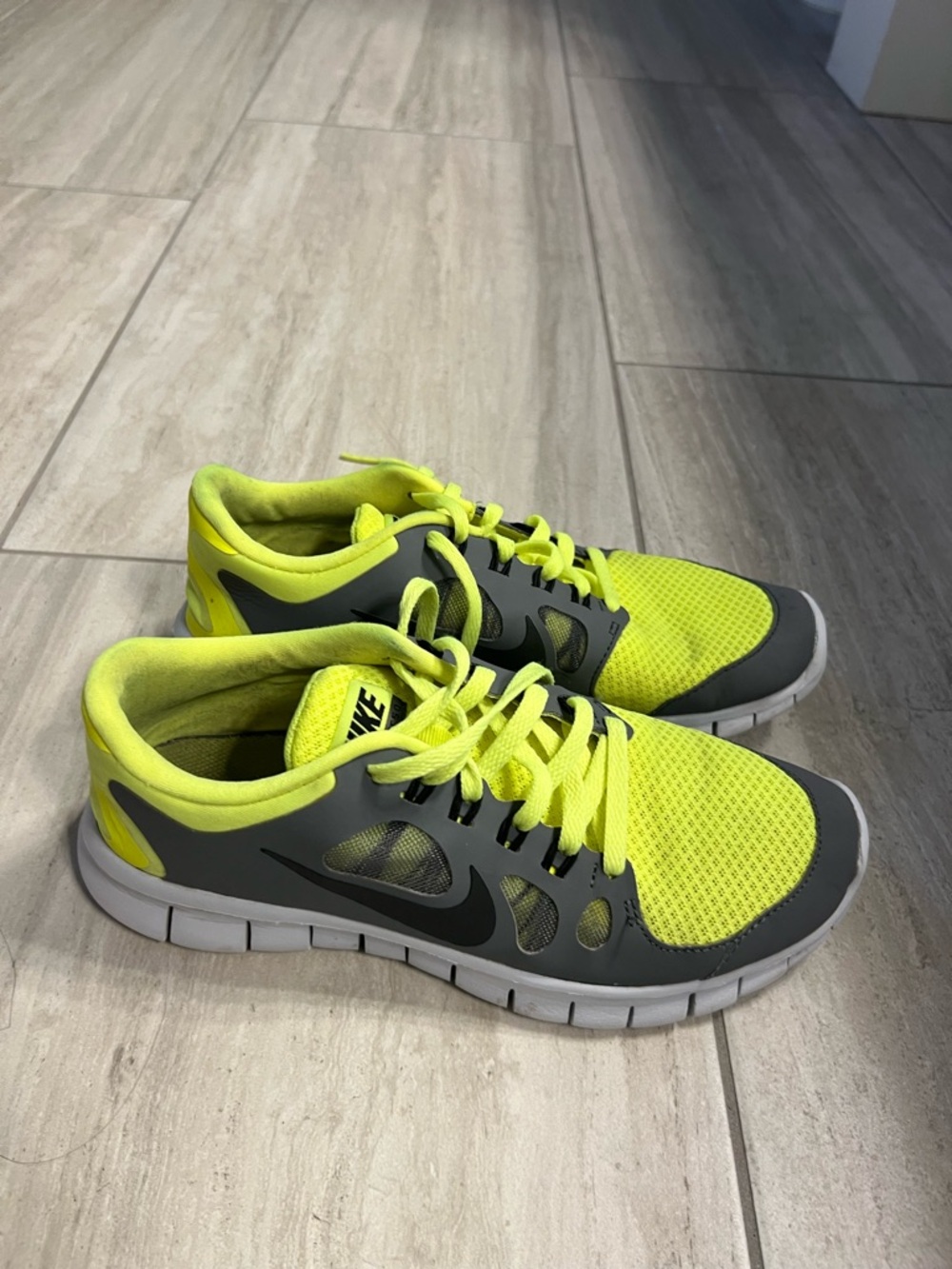 Nike Bright Yellow and Gray Athletic Sneakers